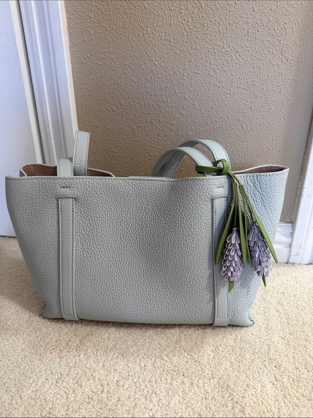 Modenaire Leather Tote Bag with Lavender Charm